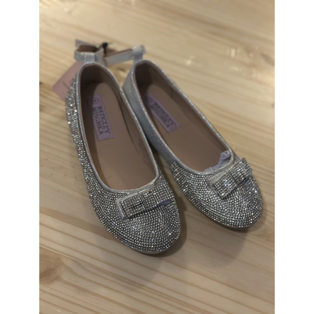 Badgley Mischka Girls Rhinestone Ballet Flats |Silver |Size 4 |NWT | MSRP $49